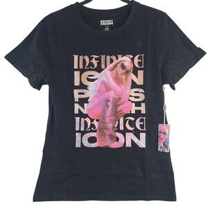 NEW Paris Hilton Infinite Icon Black Graphic Tee Sz L